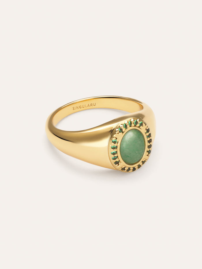 Anillo Amanda Verde Baño Oro