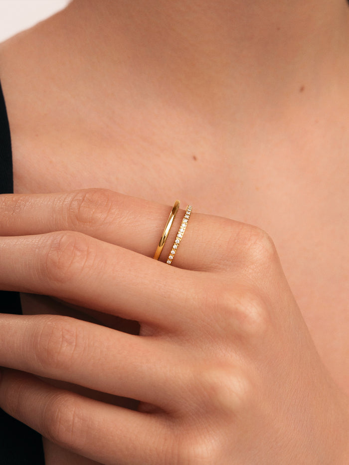 Anillo Bibiana Acero Baño Oro