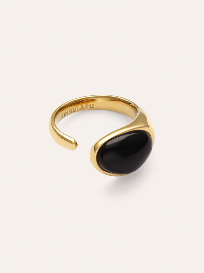 Anillo Black Catalina Acero Baño Oro