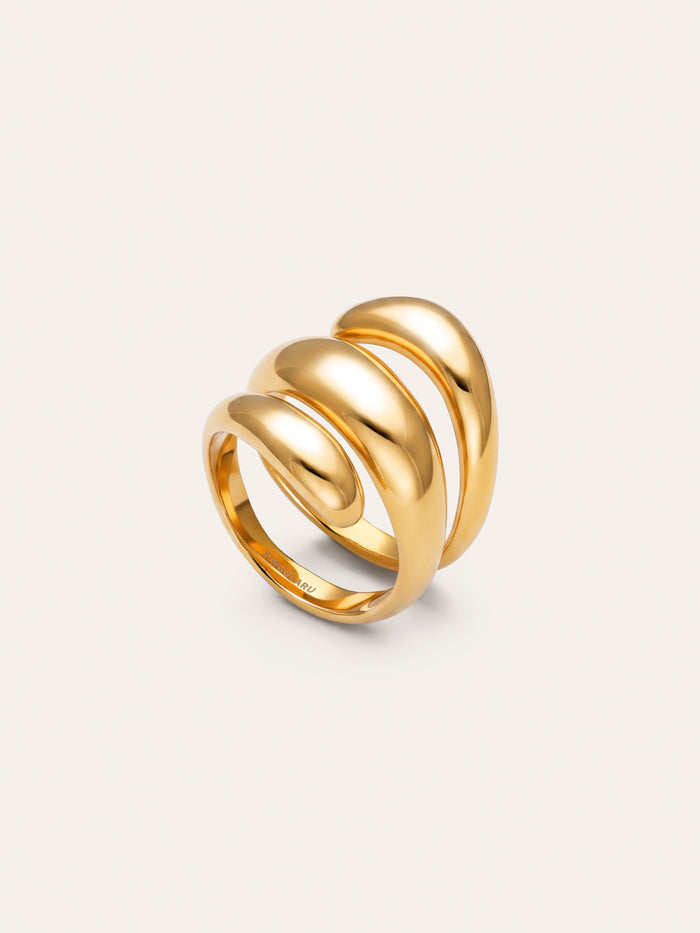 Anillo Bucle Acero Baño Oro