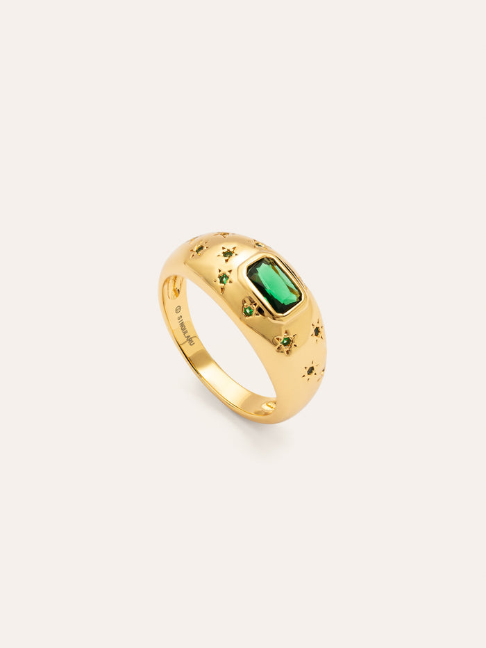 Anillo Charlotte Esmeralda Baño Oro