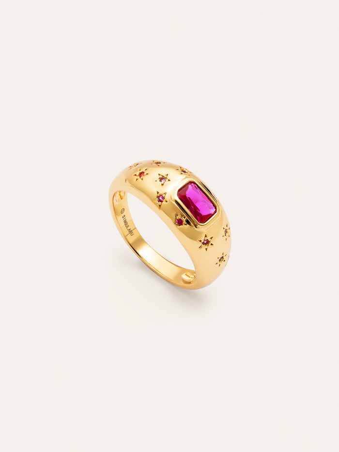 Anillo Charlotte Fucsia Baño Oro