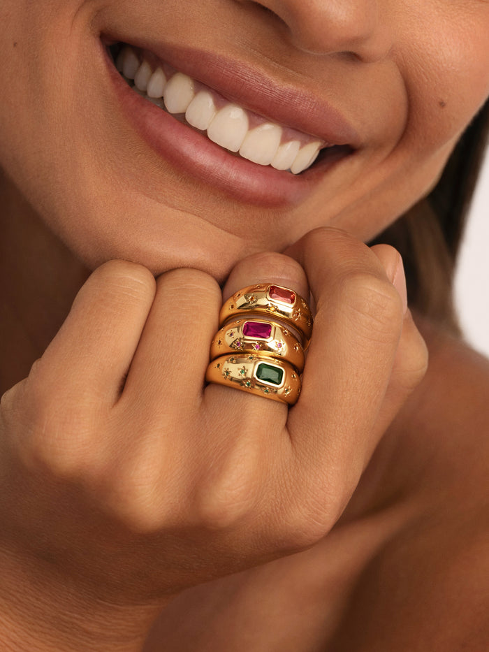 Anillo Charlotte Naranja Baño Oro