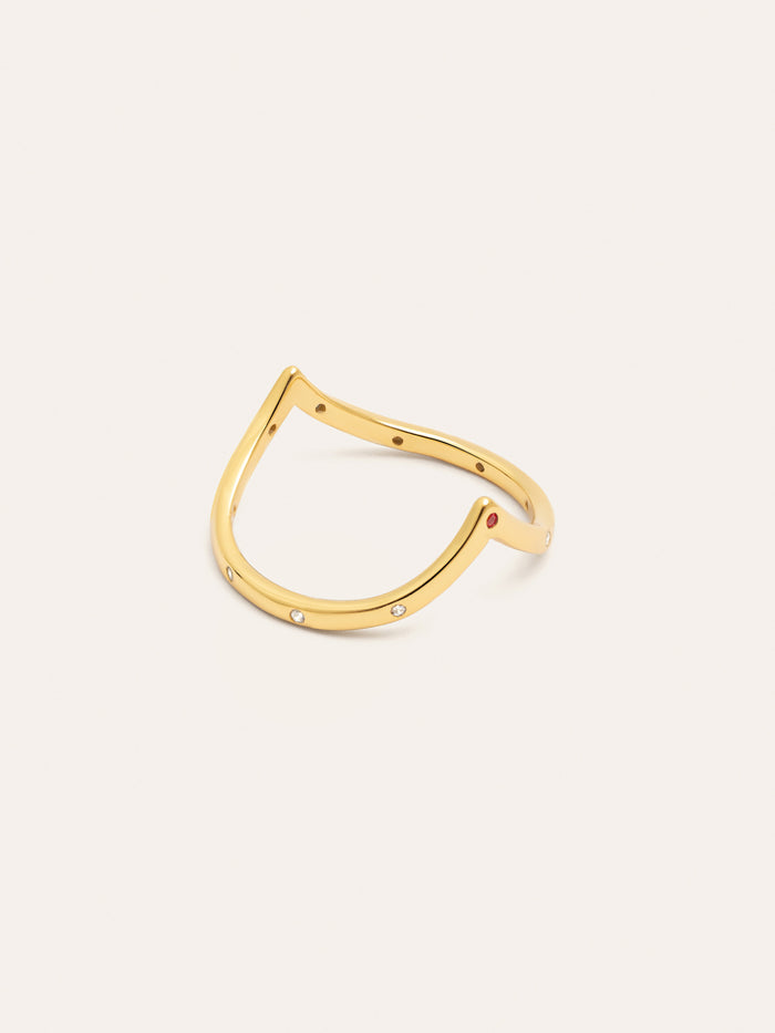 Anillo Doble Peak Pink Baño Oro