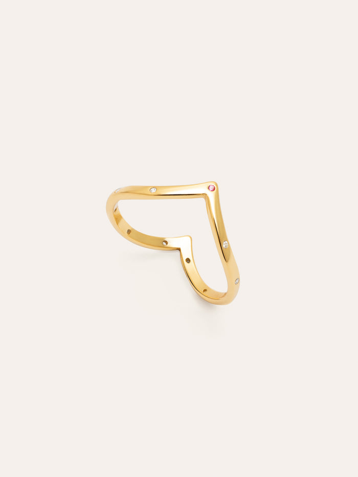 Anillo Doble Peak Pink Baño Oro