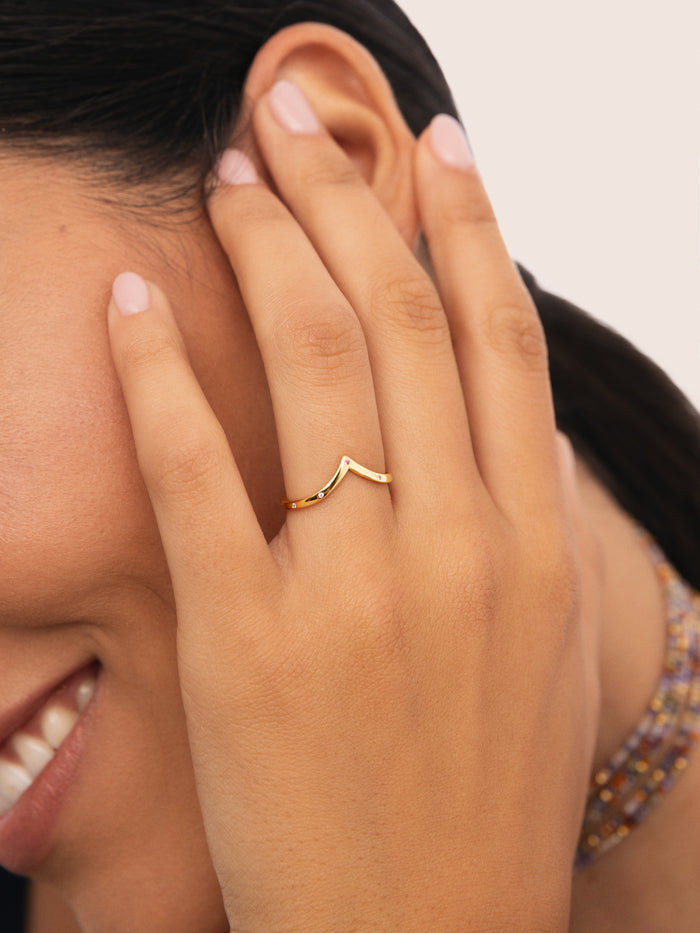 Anillo Doble Peak Pink Baño Oro