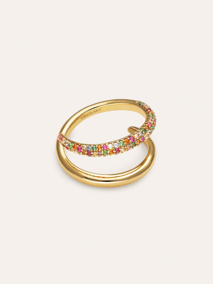 Anillo Doble Scarlett Dance Baño Oro