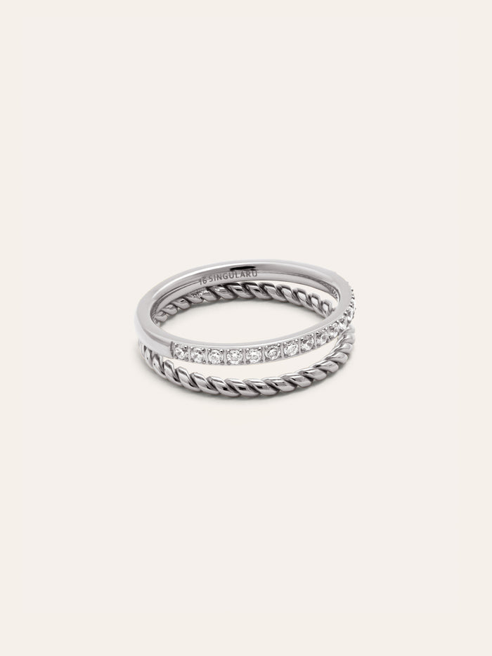 Anillo Doble Tressia Spark Acero