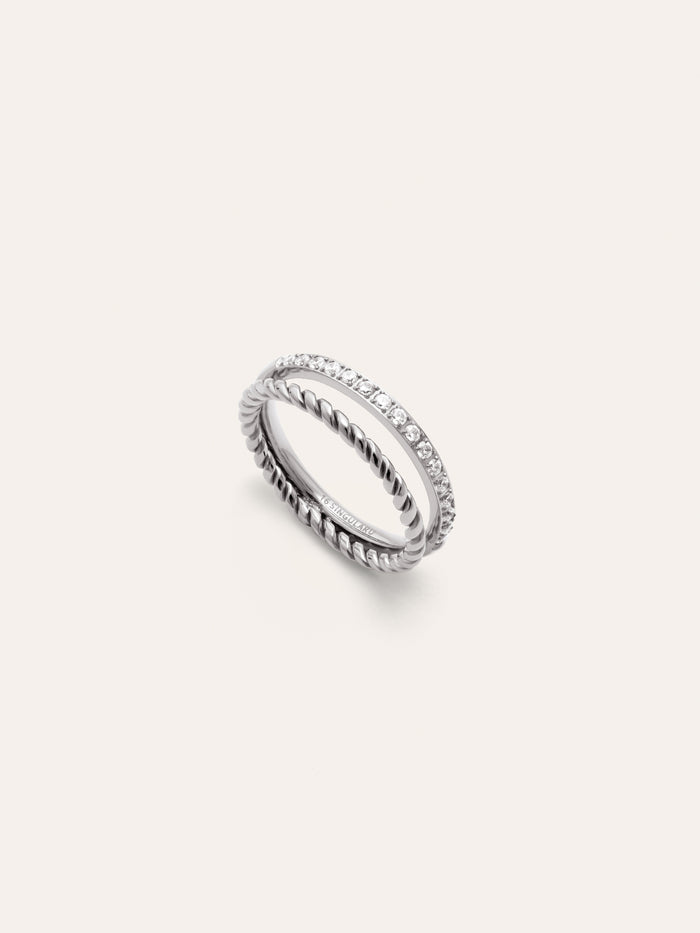 Anillo Doble Tressia Spark Acero