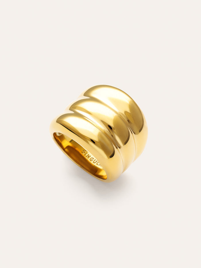 Anillo Dune Acero Baño Oro