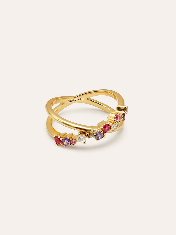 Anillo Estelar Cross Baño Oro