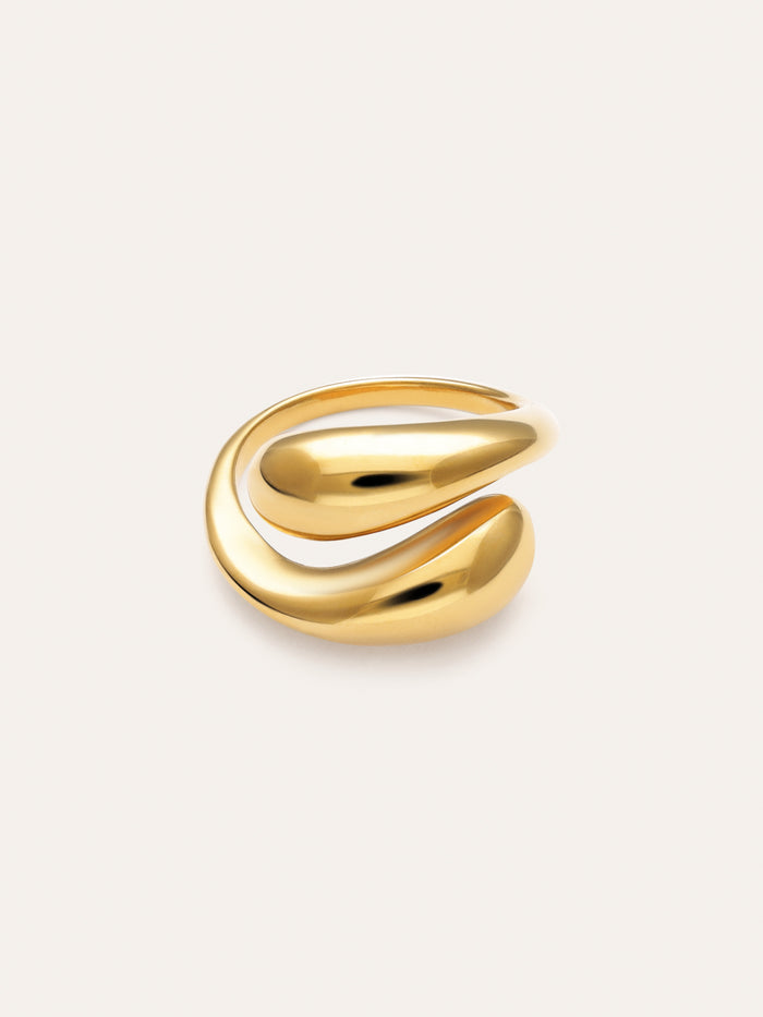 Anillo Maxi Abbraccio Acero Baño Oro