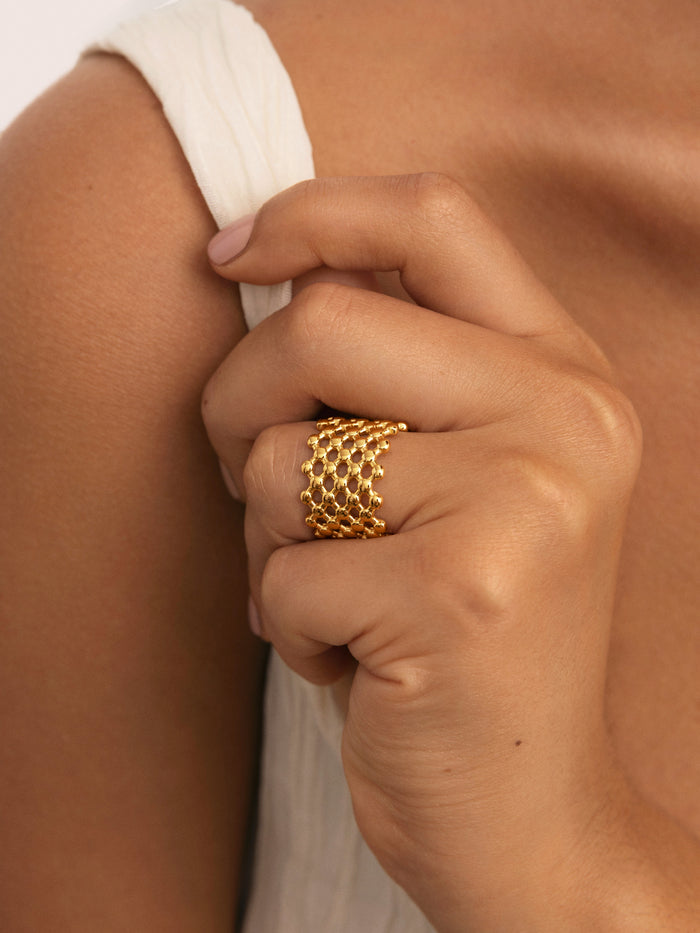 Anillo Mini Bomb Acero Baño Oro