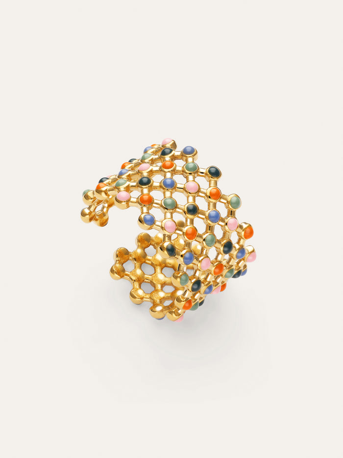 Anillo Mini Bomb Enamel Acero Baño Oro