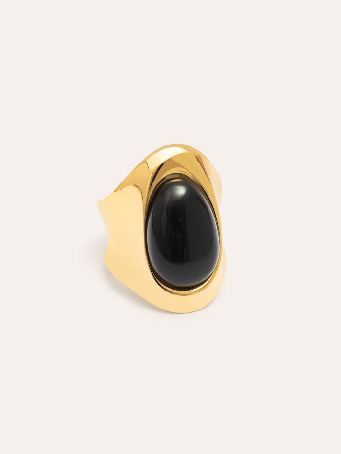 Anillo My Maxi Stone Acero Baño Oro
