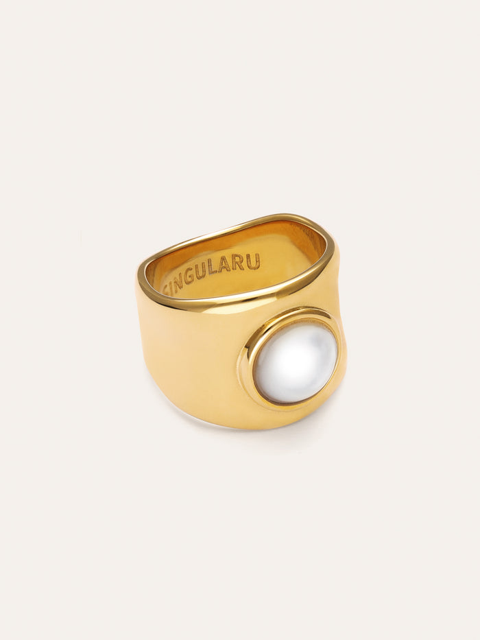 Anillo My Nácar Acero Baño Oro
