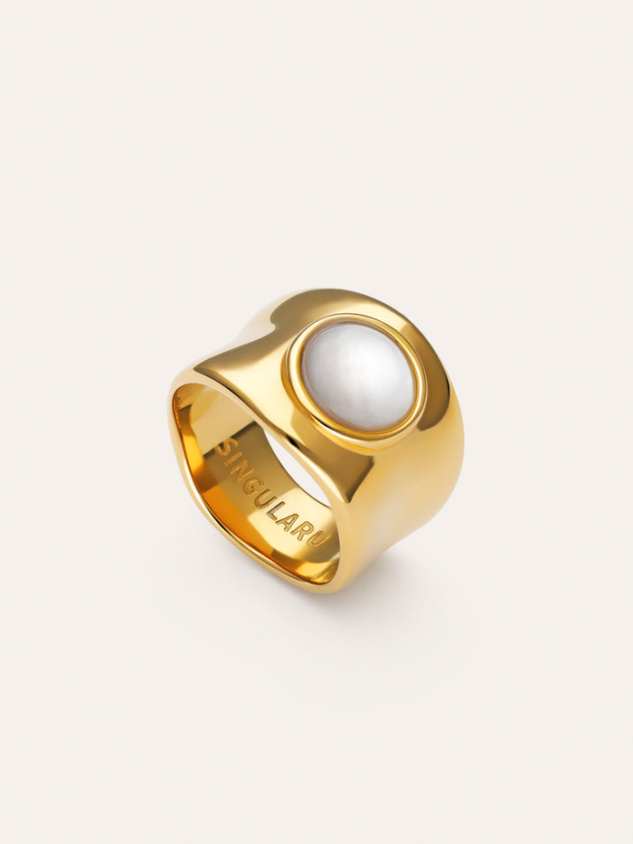 Anillo My Nácar Acero Baño Oro
