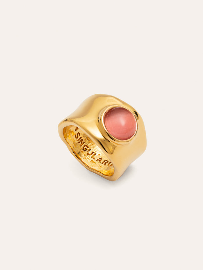 Anillo My Pink Stone Baño Oro
