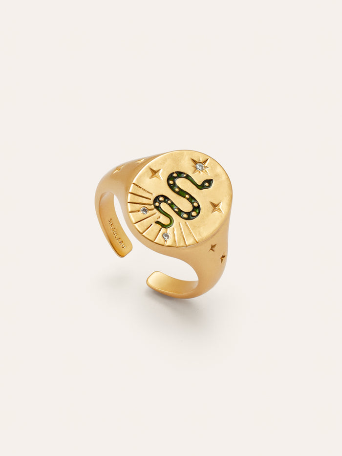 Anillo Mystic Serpiente Baño Oro