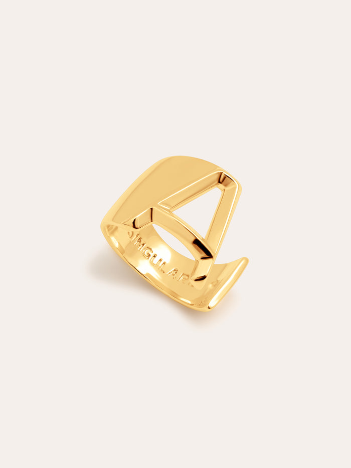 Anillo Personalizado Letter Signet Baño Oro
