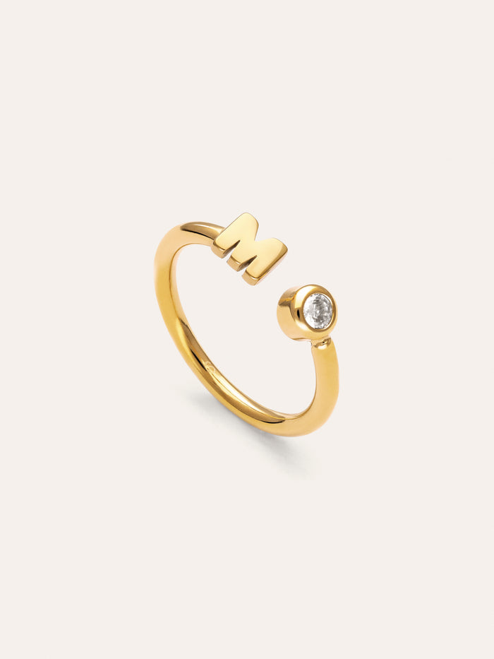 Anillo Personalizado Letter Spark Acero Baño Oro