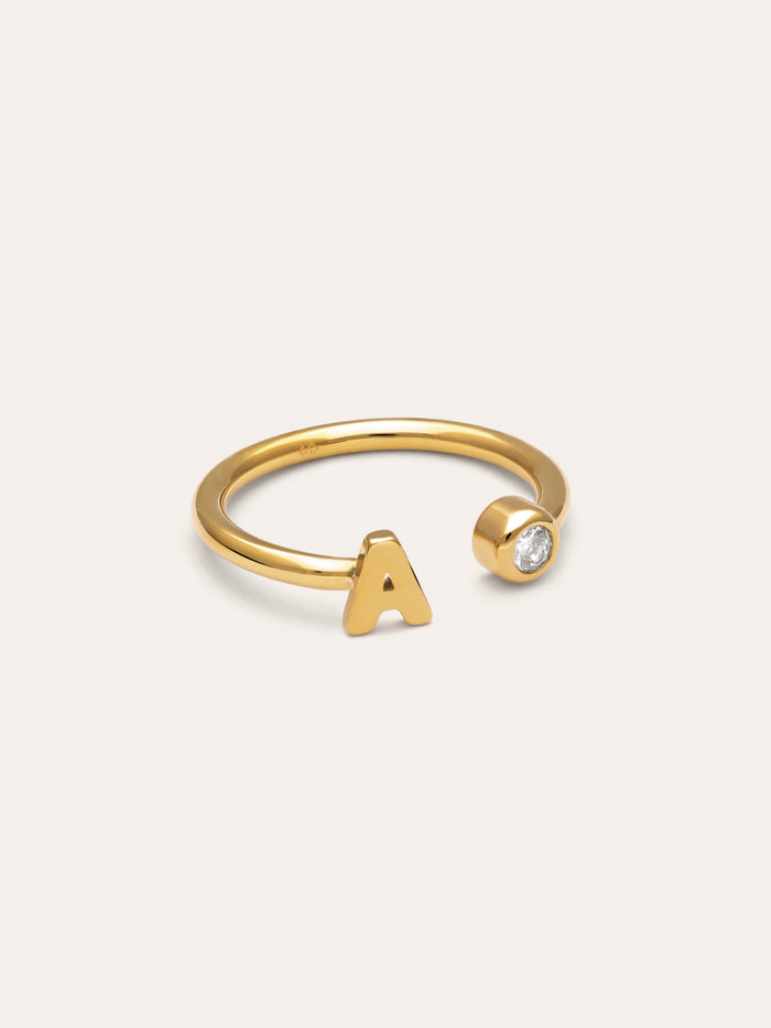 Anillo Personalizado Letter Spark Acero Baño Oro