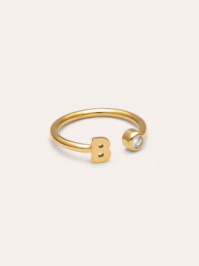 Anillo Personalizado Letter Spark Acero Baño Oro
