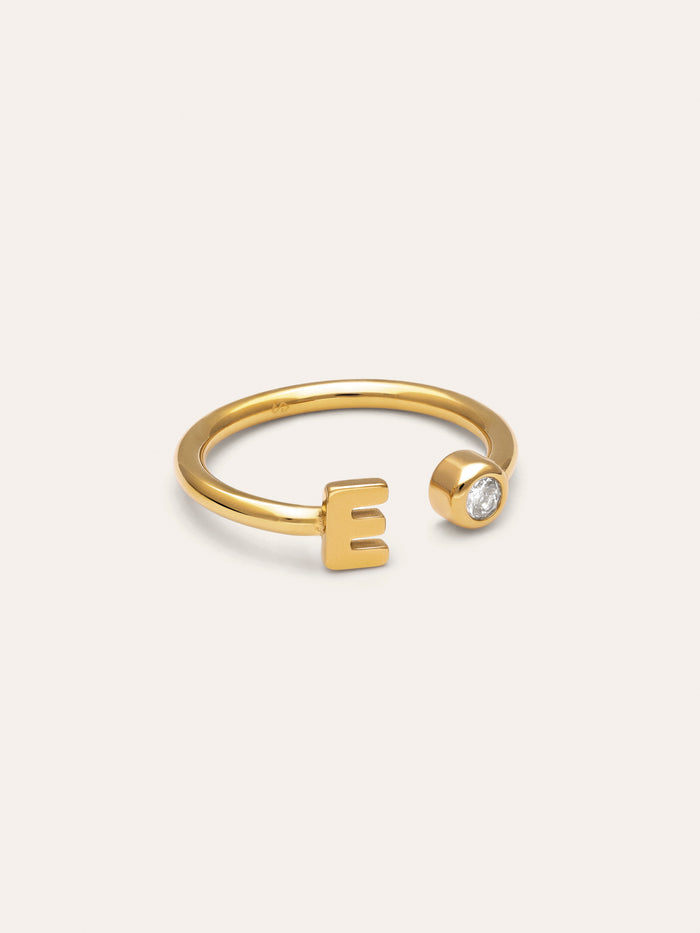 Anillo Personalizado Letter Spark Acero Baño Oro