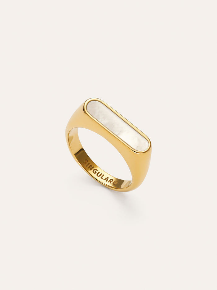 Anillo Proa Nácar Acero Baño Oro