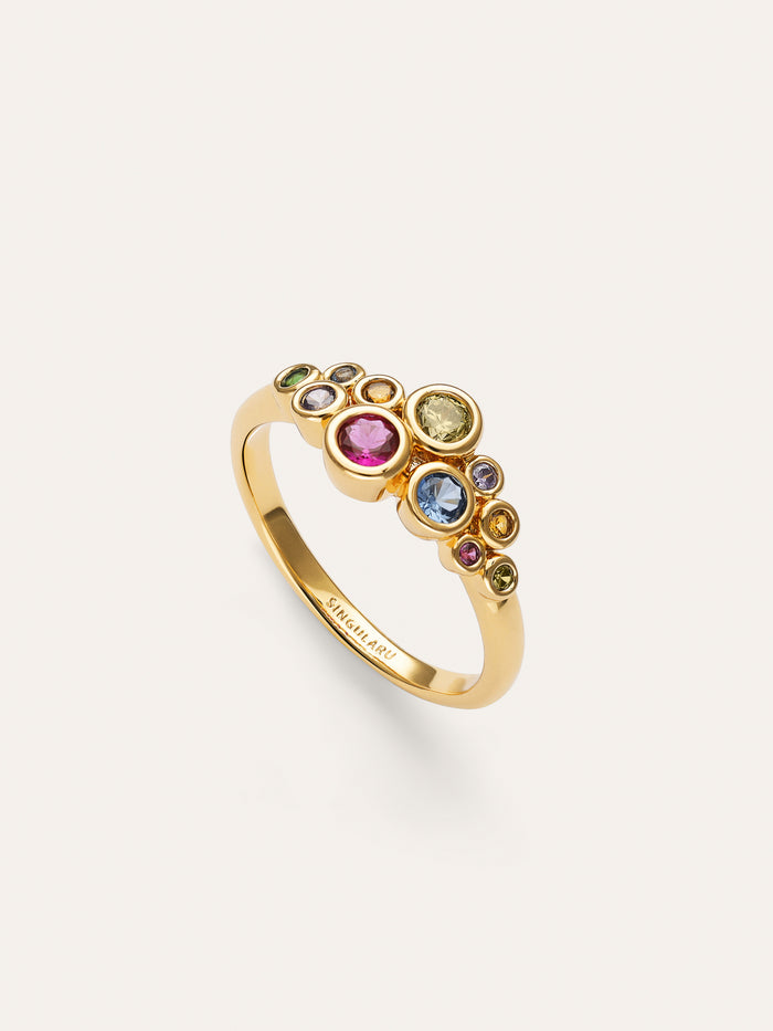 Anillo Rainbow Bubbles Baño Oro