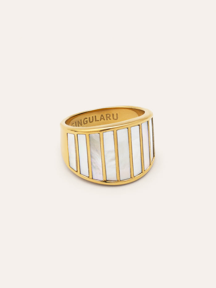 Anillo Siren Shells Acero Baño Oro