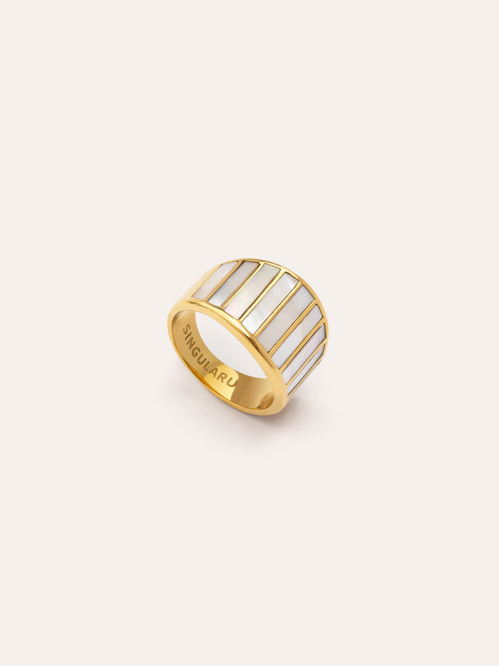 Anillo Siren Shells Acero Baño Oro