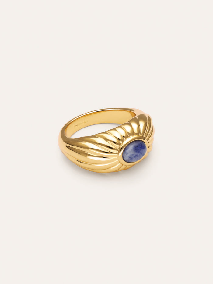 Anillo Sunbeam Azul Baño Oro