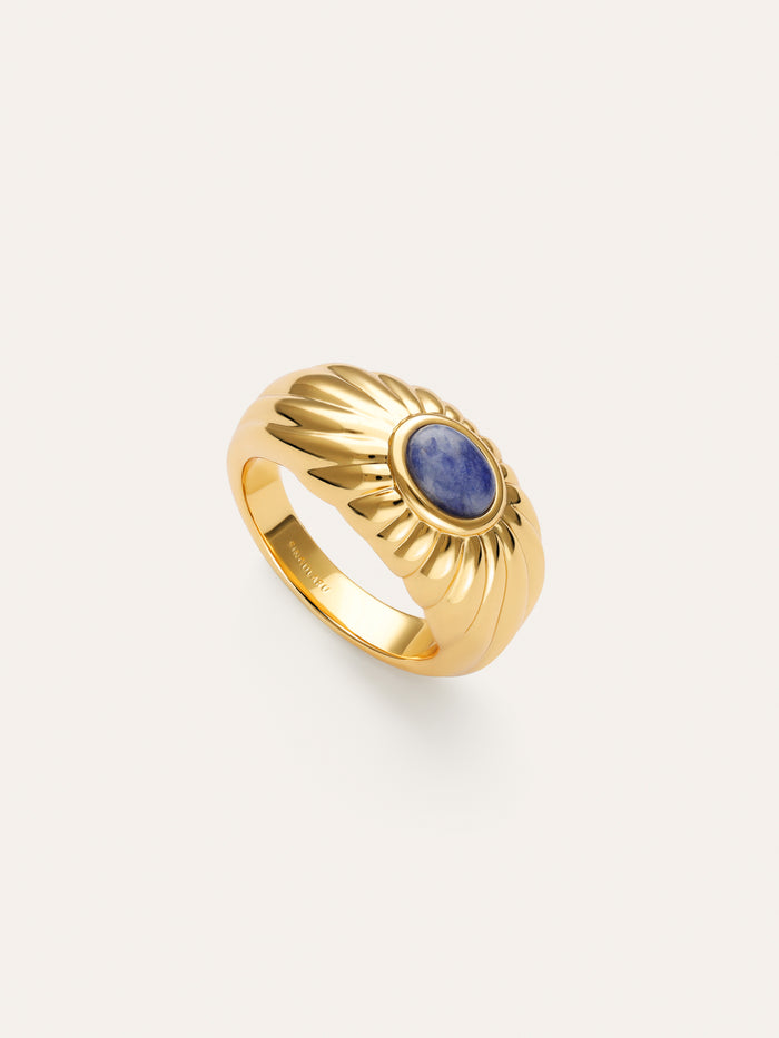 Anillo Sunbeam Azul Baño Oro
