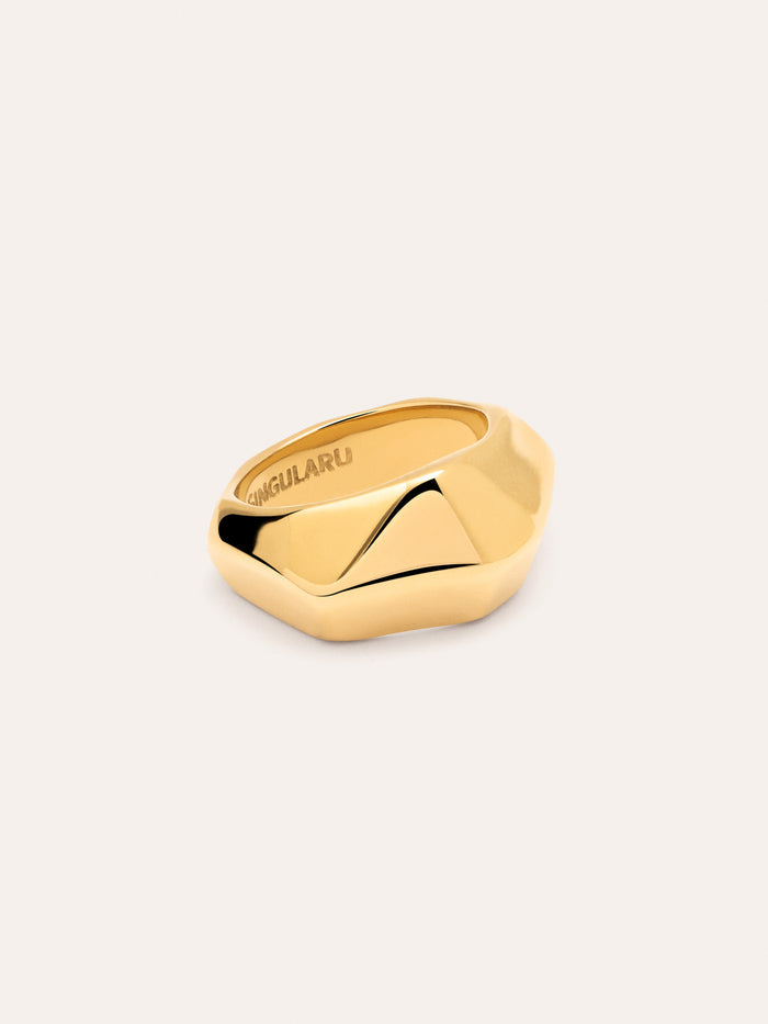 Anillo Tempo Acero Baño Oro