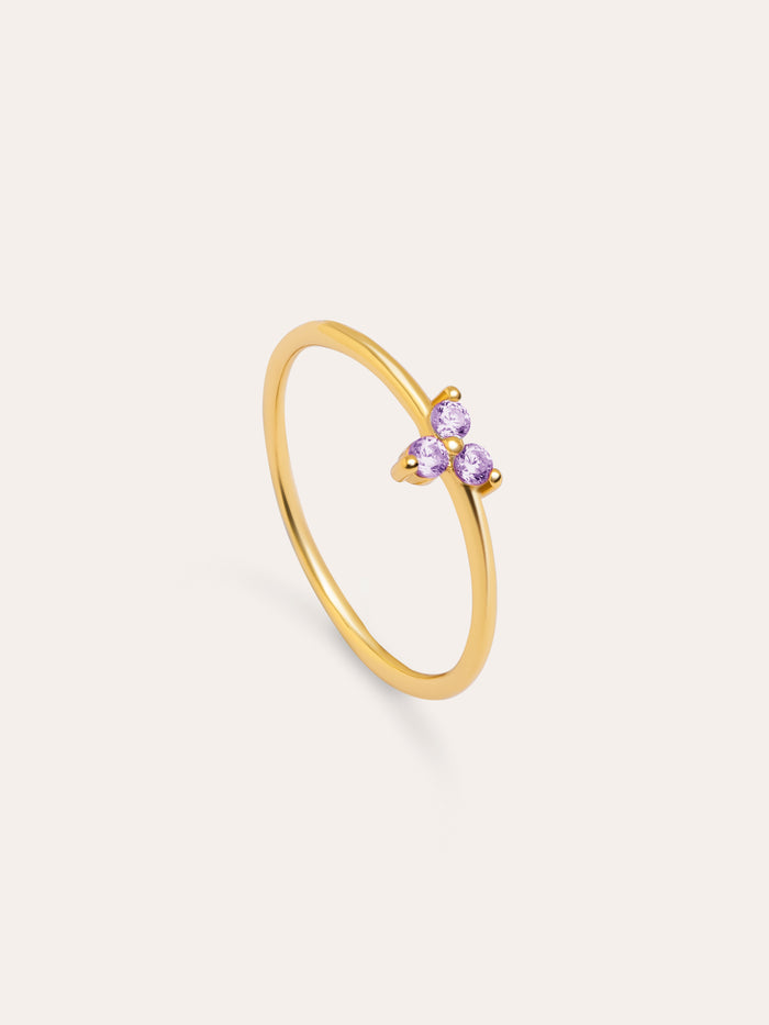 Anillo Trebol Lavande Baño Oro