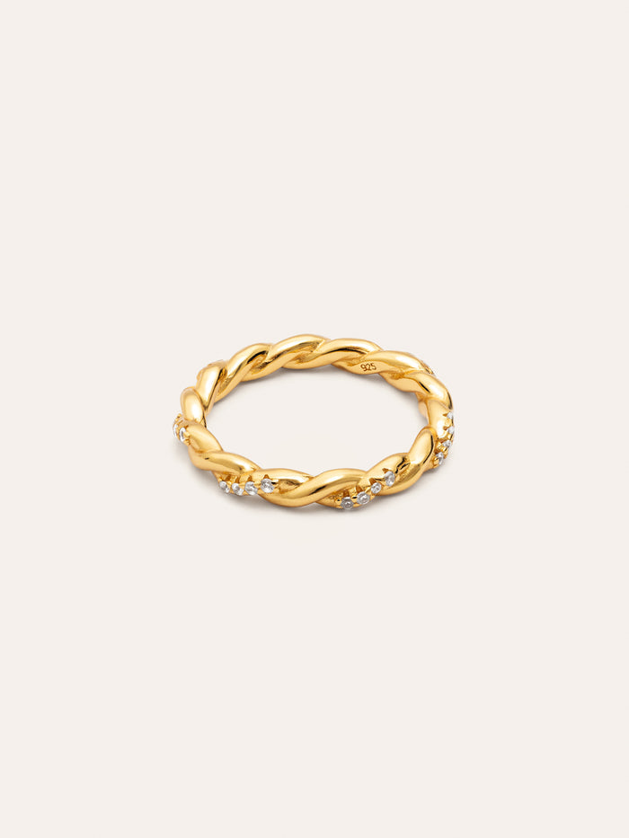 Anillo Tressia Plata Baño Oro