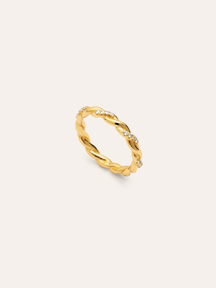 Anillo Tressia Plata Baño Oro