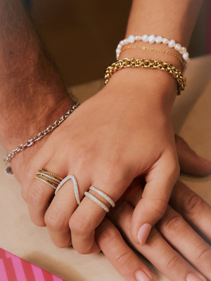 Anillo Triple Cross Spark Baño Oro
