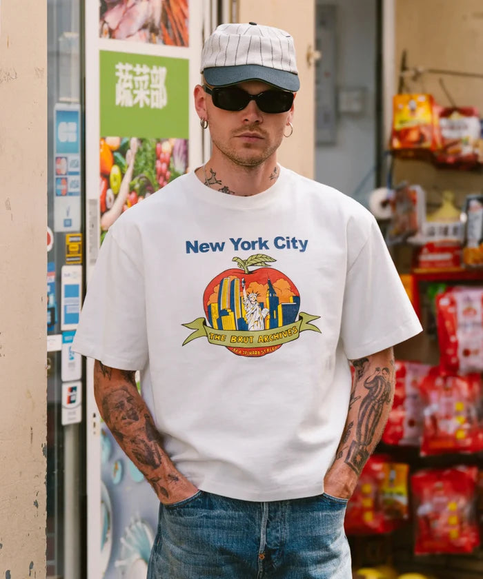 BIG APPLE TEE T-Shirts X-SMALL / WHITE - BRUT Clothing