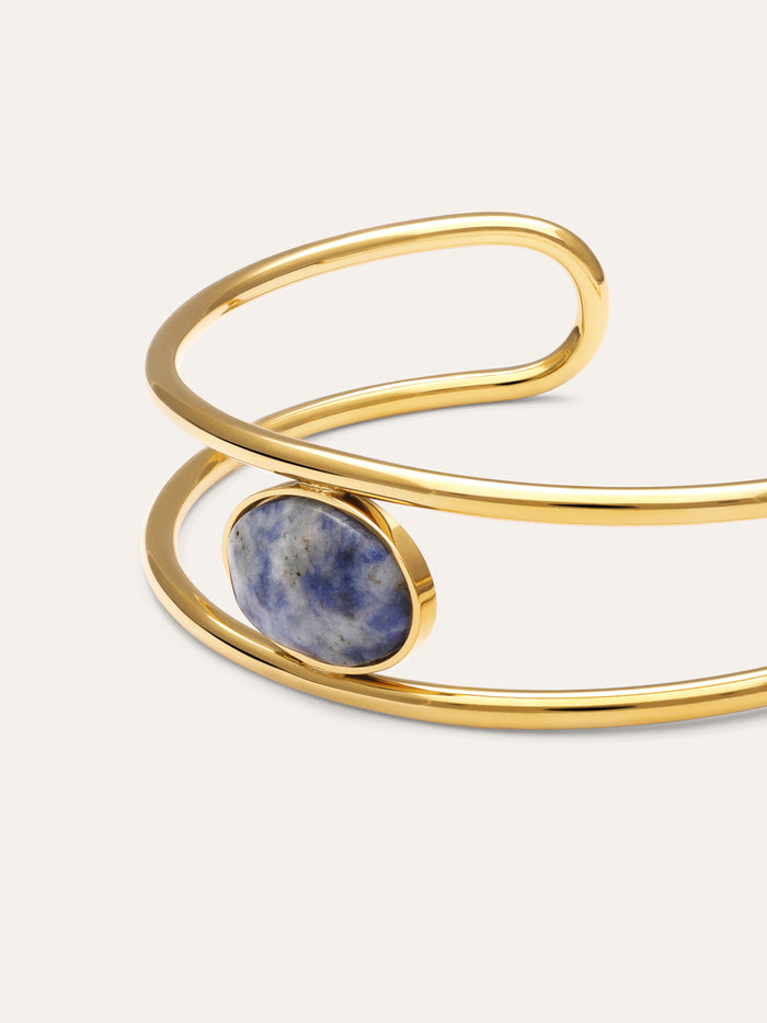 Brazalete Cianita Acero Baño Oro