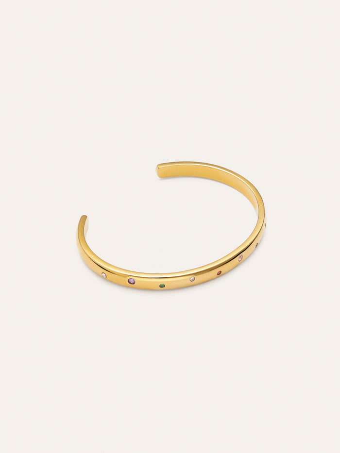 Brazalete Curve Rainbow Acero Baño Oro
