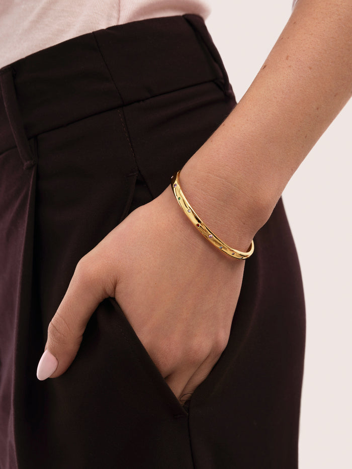 Brazalete Curve Rainbow Acero Baño Oro
