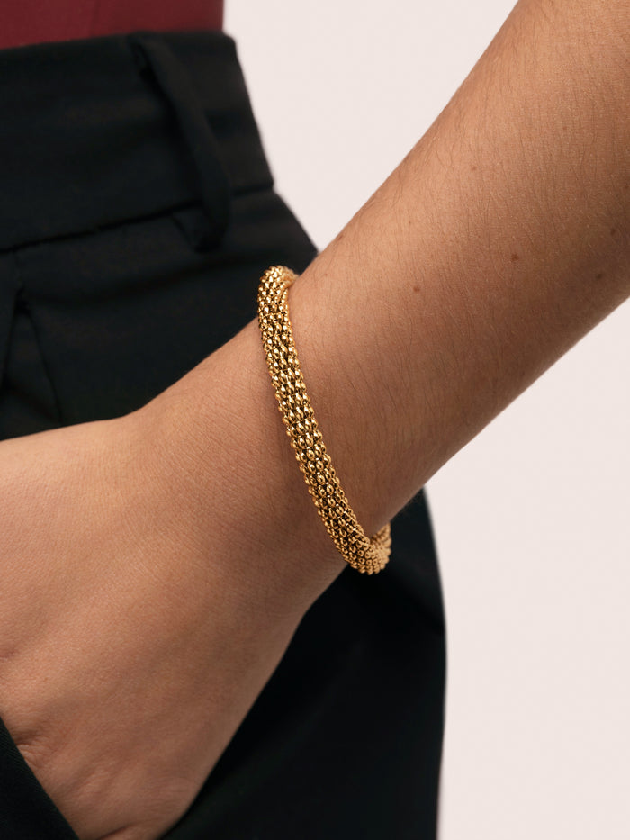Brazalete Disco Acero Baño Oro