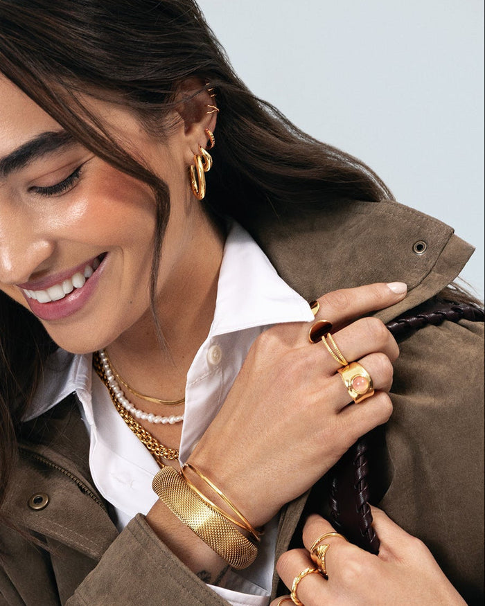 Brazalete Malla Acero Baño Oro