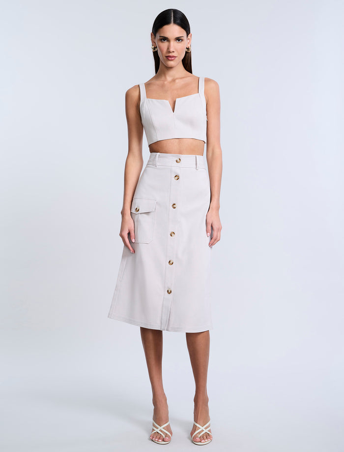 Button Front Cargo Skirt