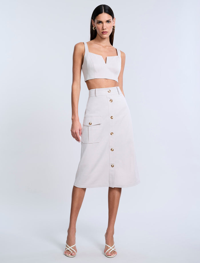 Button Front Cargo Skirt