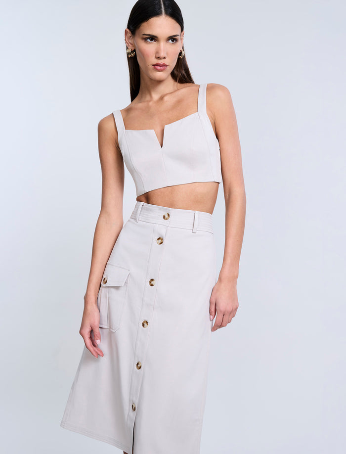 Button Front Cargo Skirt