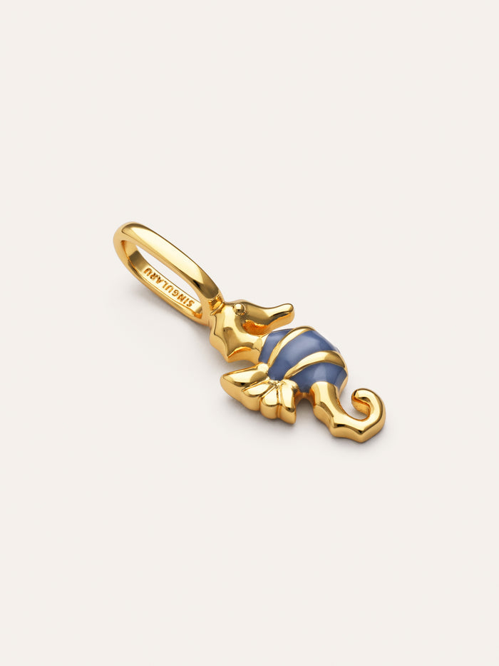 Charm Caballito de Mar Azul Baño Oro