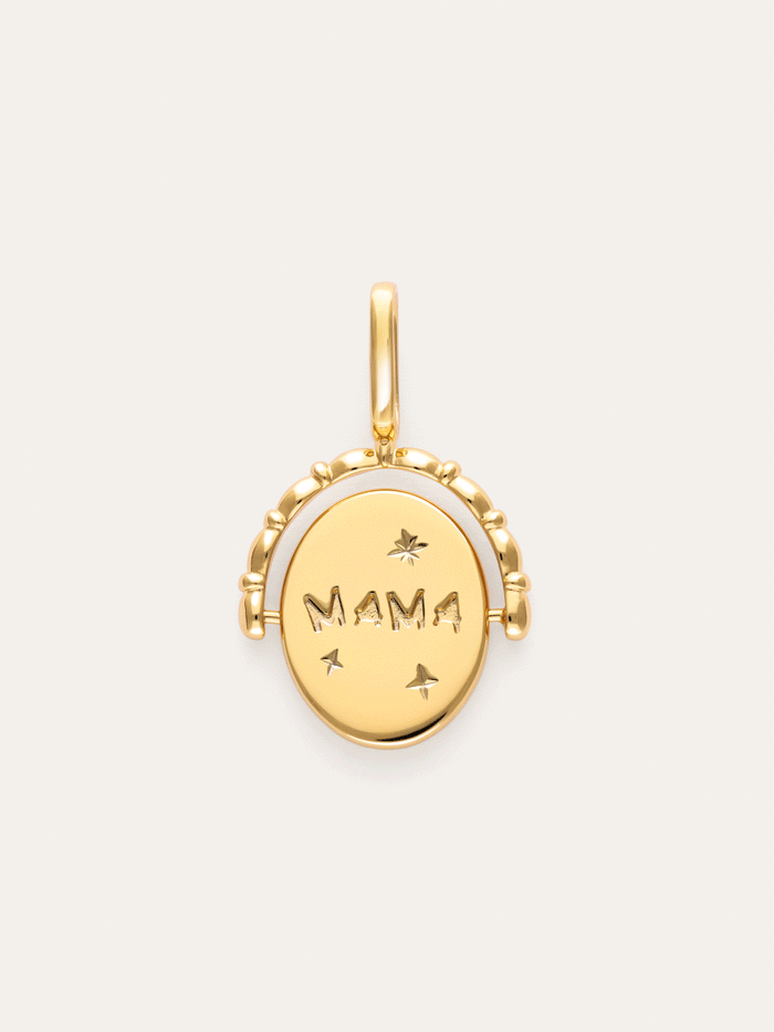 Charm Medallón Doble Mamá Lovely Heart Baño Oro